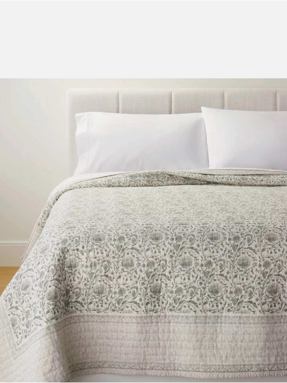 NWT Studio McGee King Decorative Border Cotton Slub Print Quilt